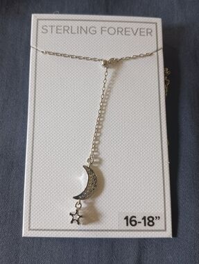 Sterling Forever CZ Star and Moon Dangling Y Necklace | New